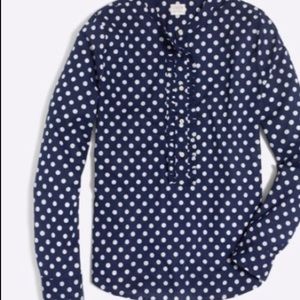 J. Crew Women’s Ruffled Polka Dot Popover Blouse